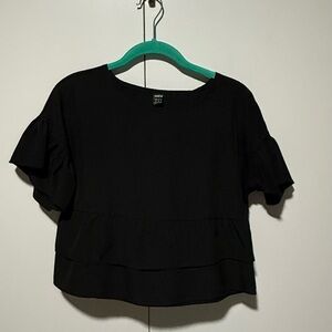 SHEIN Black Layered Ruffle Sleeve Blouse